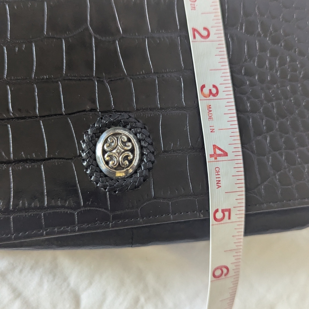 Brighton Crossbody Wallet w/ Removable Shoulder Strap Black Crocodile Texture - Picture 16 of 16